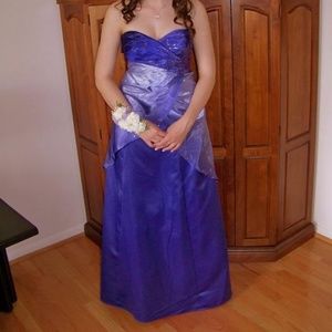 Purple Ombre Strapless Formal Prom Dress
